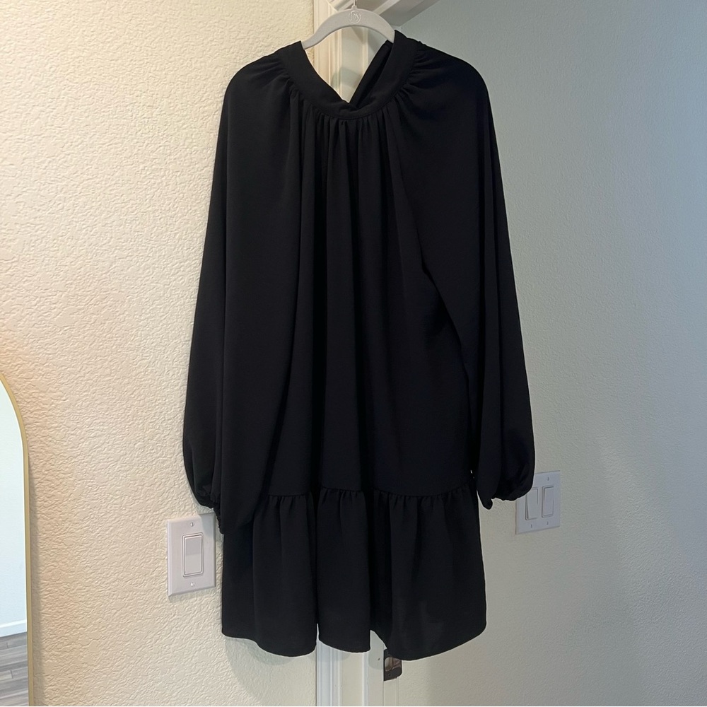 H&M Black Long Sleeve Midi Dress